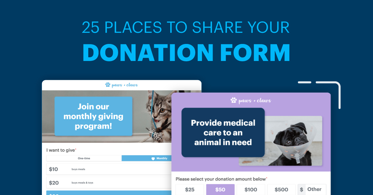 25 places to share your Donation Form