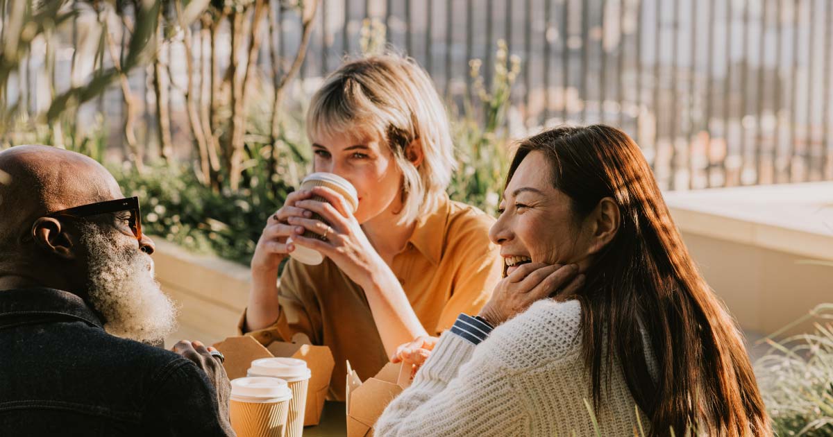 Friends chatting over coffee