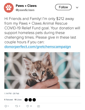 example crowdfunding social post