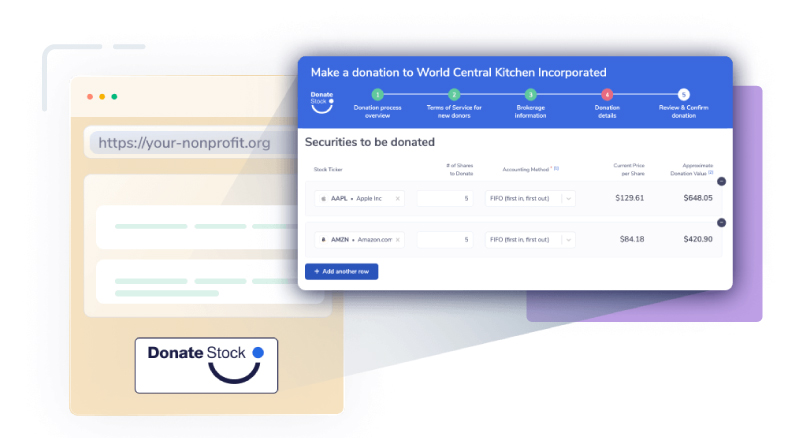 screenshot of donatestock software