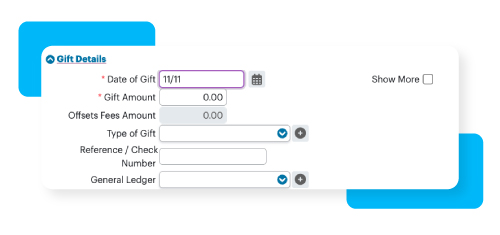 A preview of Gifts in DonorPerfect.