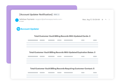 DonorPerfect Account Updater Report Email mockup