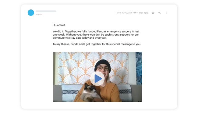 An example of the video message email.
