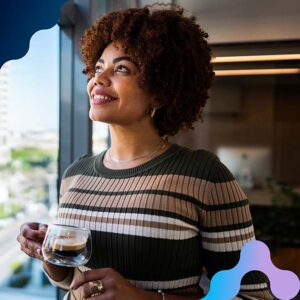 A woman thinking about alignment and mindfulness.