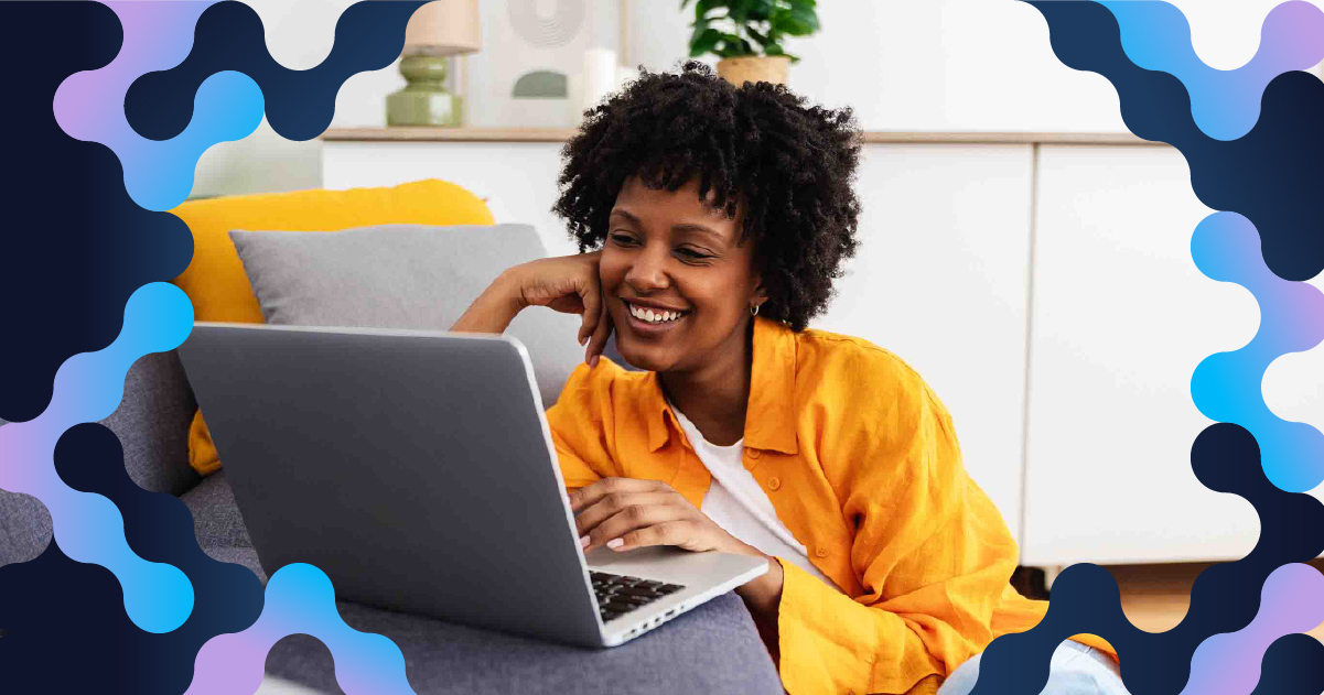 A woman on a laptop.