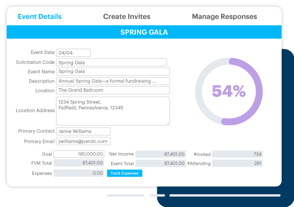 Event management screenshot