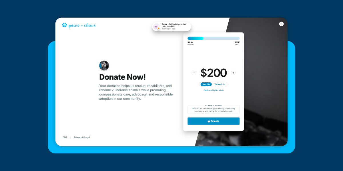 Givecloud form page screenshot