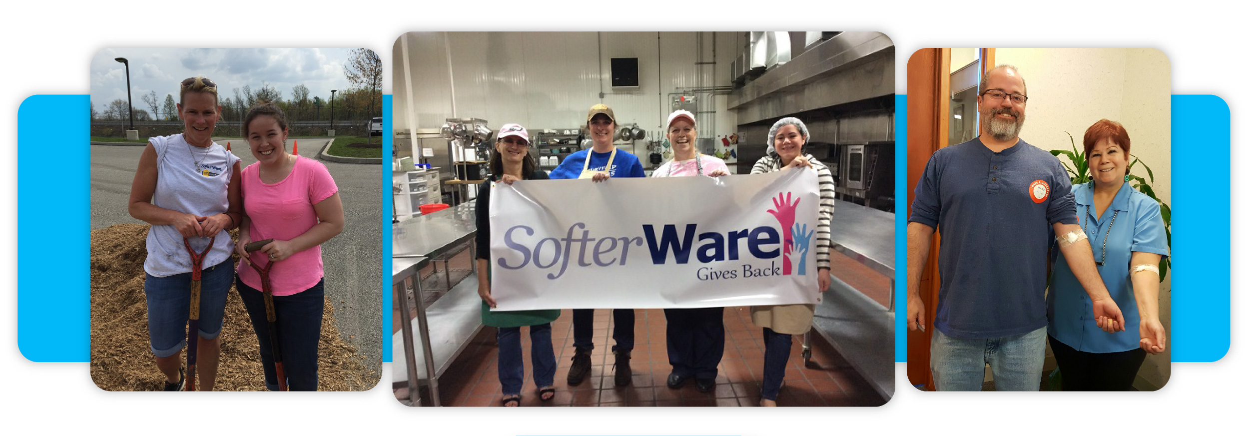 Several images of Softerware employees participating in GivesBack.