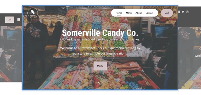 gif of different design options available with constant contact's website builder