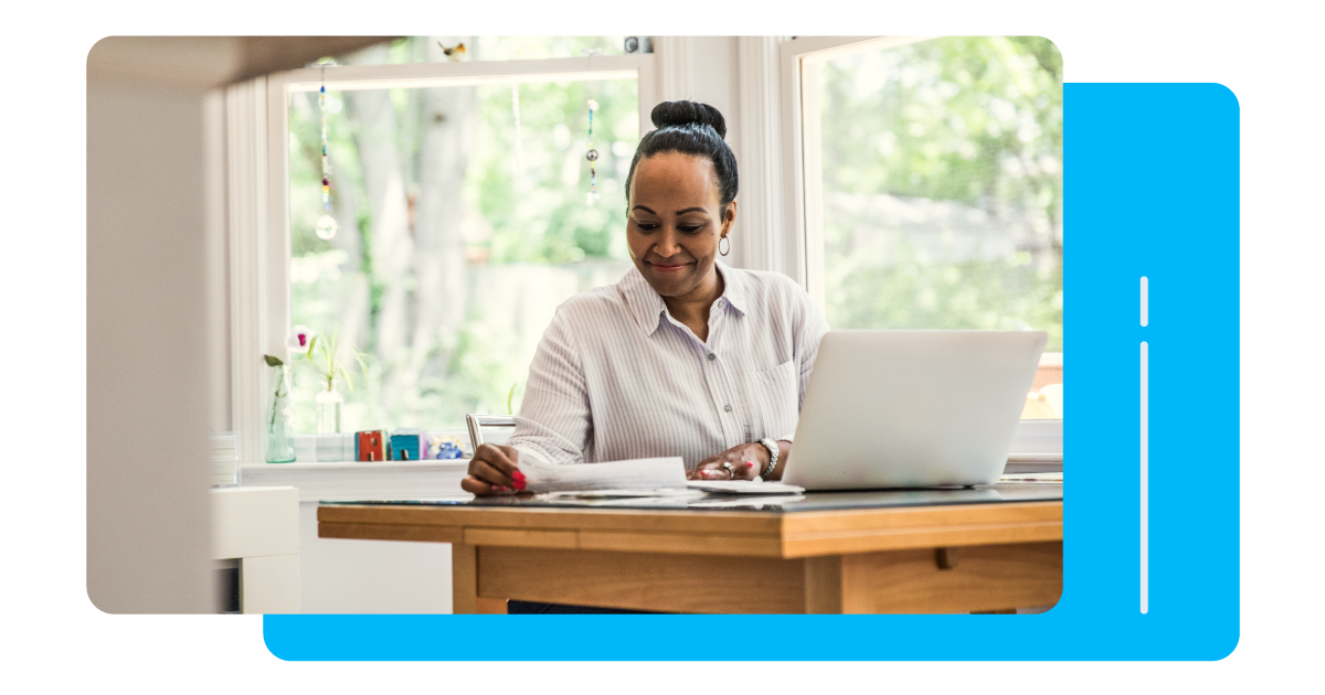 image of woman working from home