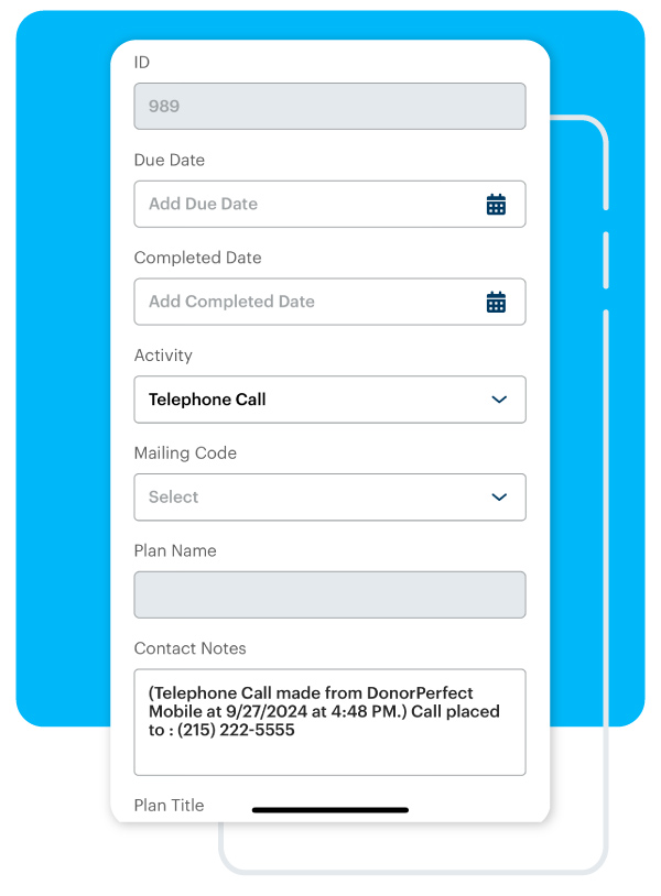A preview of contact notes in DP Mobile.