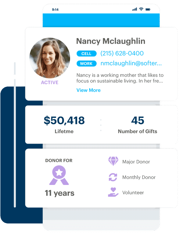 DonorPerfect Donor Profile on mobile app