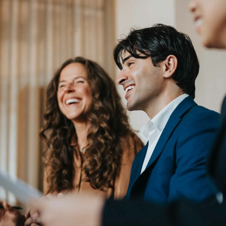A group of coworkers meeting.