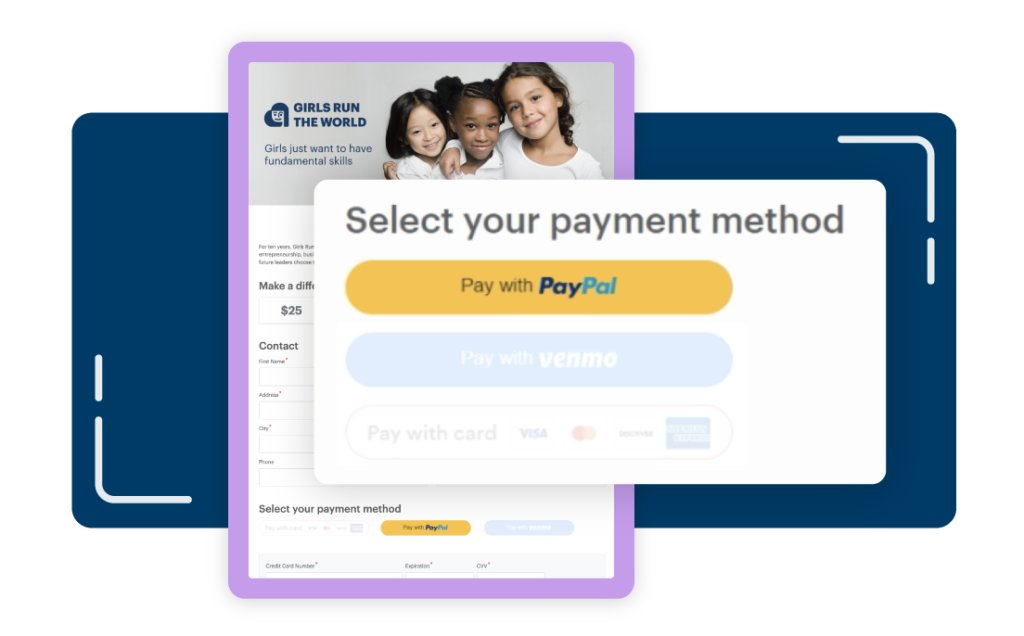 DonorPerfect Online Forms accept Paypal as a form of payment