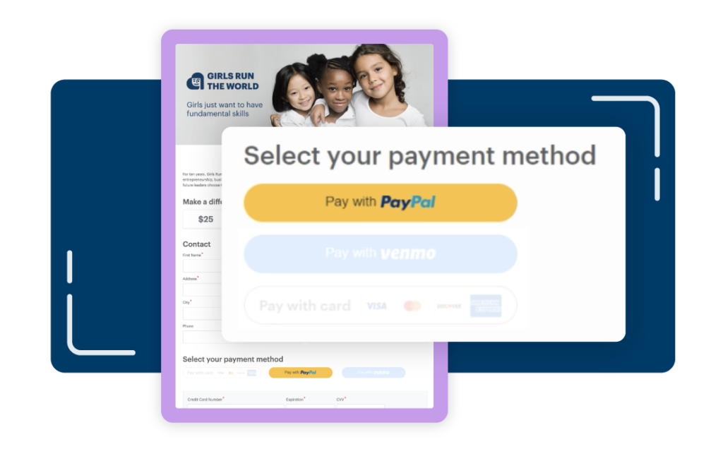 DonorPerfect Online Forms accept Paypal as a form of payment