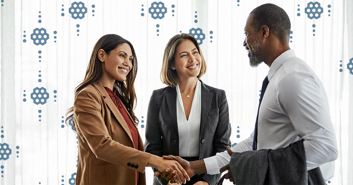 A woman at a networking event.