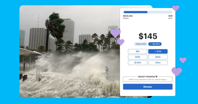 Online donation to help support after a natural disaster