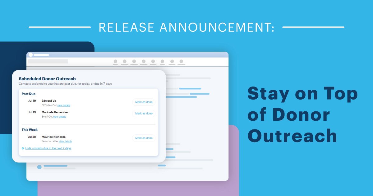 Release Announcement: Stay on Top of Donor Outreach