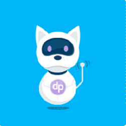 An animated GIF of the AI Bot Mascot, Donnie Perfect.