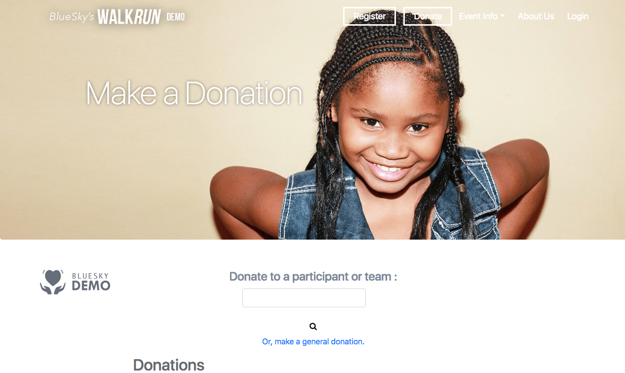 Sweet by BlueSky Nonprofit Donation Form Screenshot