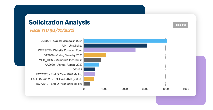 Fundraising Solicitation Analysis Bar Graph Report Screenshot
