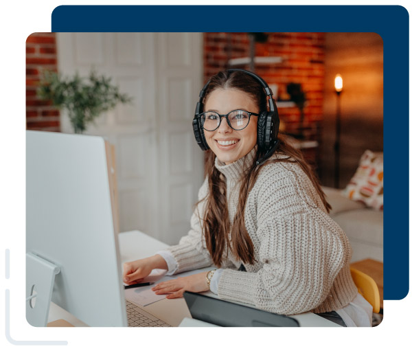 Business woman having a video call with coworker, working online from home at cozy atmosphere. Concept of remote work from home