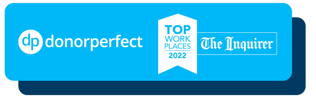 Donor Perfect logo and Top Workplace 2022 graphic