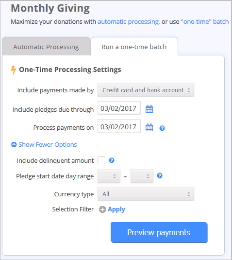DonorPerfect's EFT Management feature was renamed to "Monthly Giving".