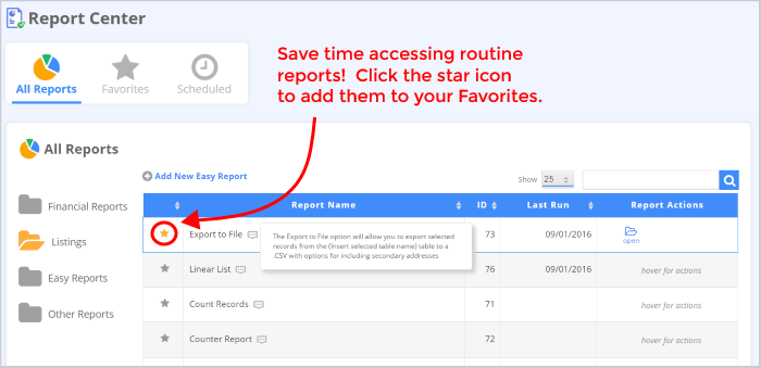 DonorPerfect's new reporting features include the ability to bookmark favorite reports.