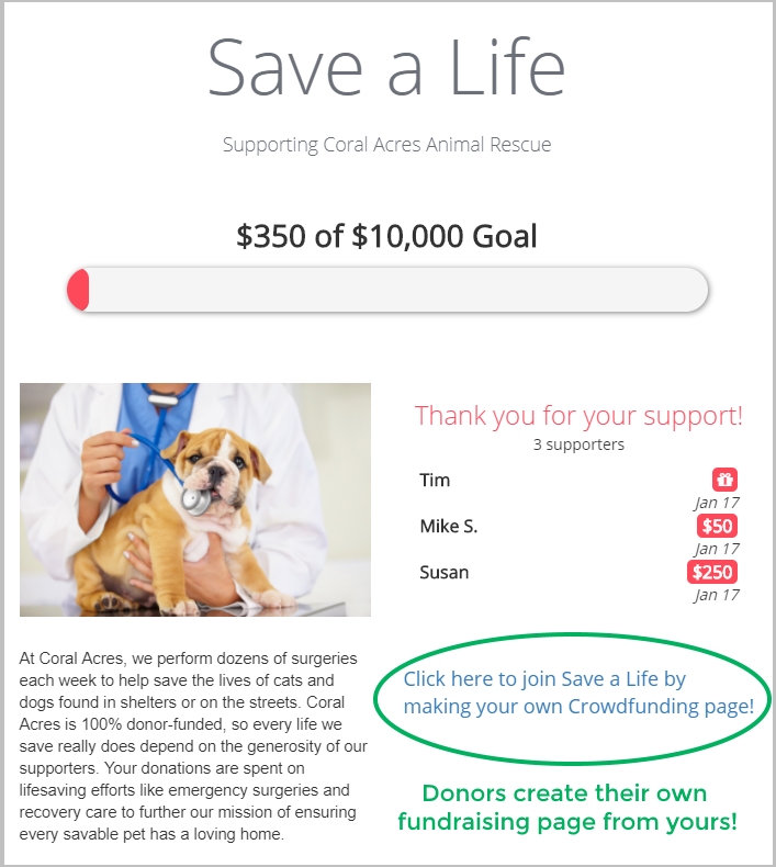 DonorPerfect's crowdfunding platform offers donors an easy way to support your organization with individual fundraising pages they can create, personalize and share with family and friends.